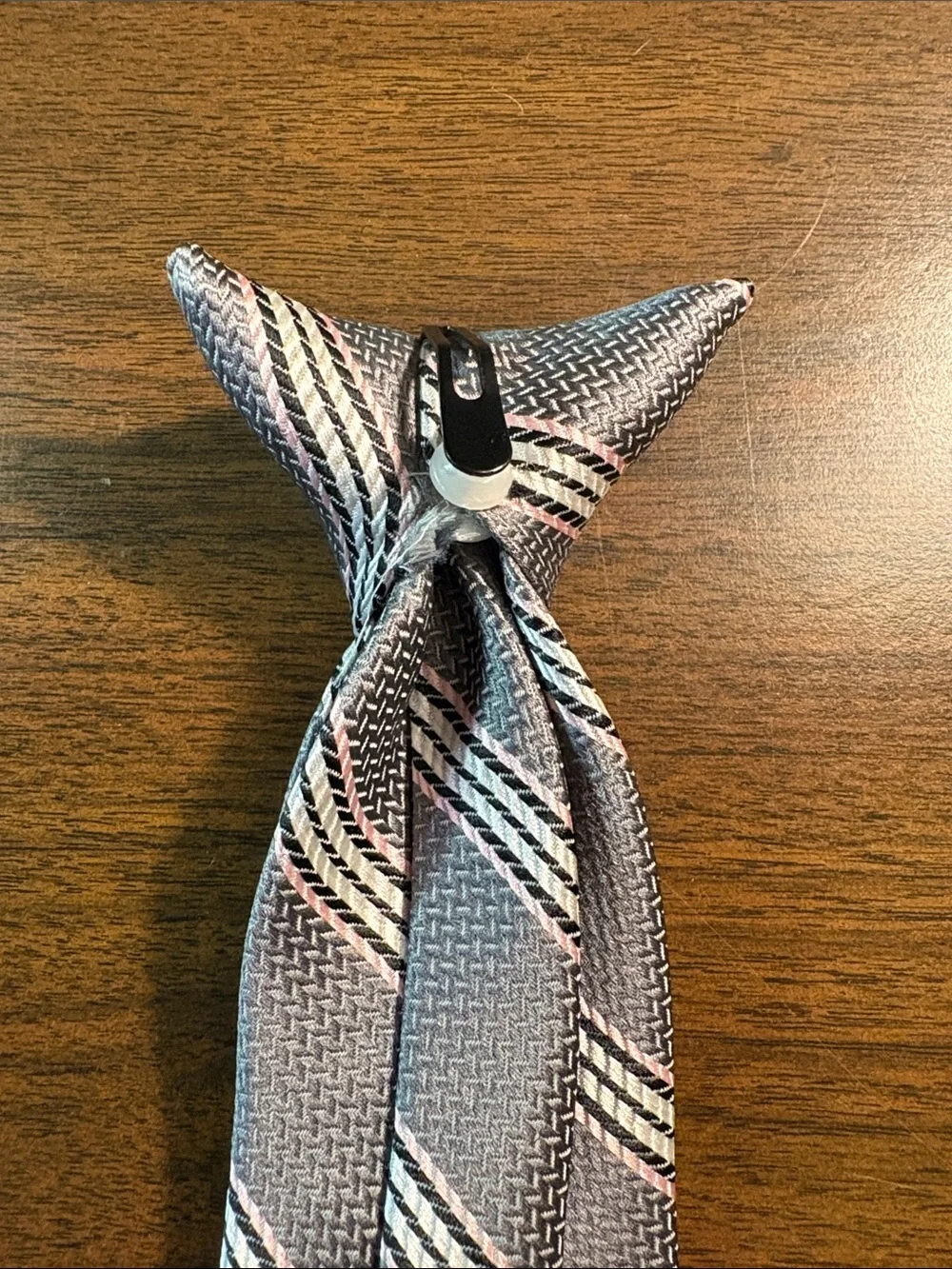 Classic Grey Striped clip-on Tie